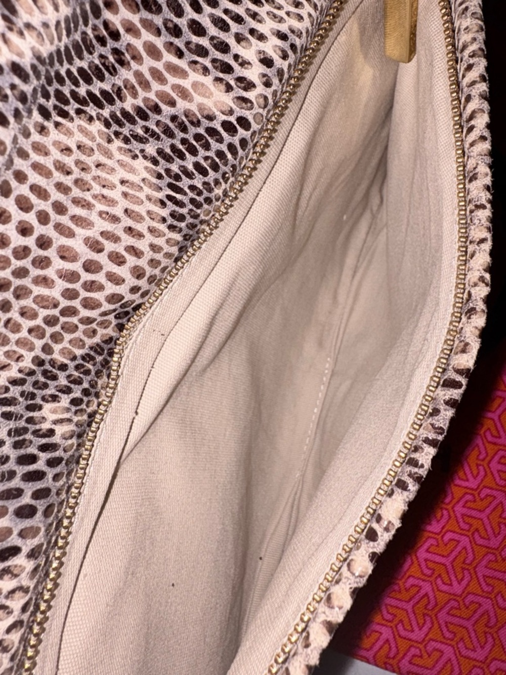 Tory Burch Audra Reva Leather Python Print Shoulder/Clutch Bag - Picture 11 of 13